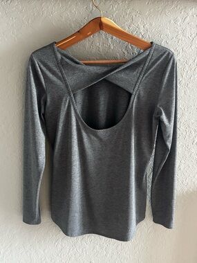 Athleta Cobblestone Gray Jacquard Flexlight Train Crewneck Tee Women's Size S